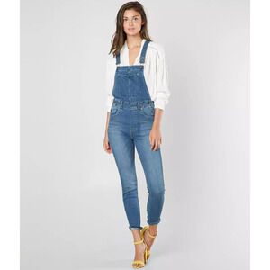 We The Free Free People Skinny Denim Overalls Light Wash Dawn Blue Size 26